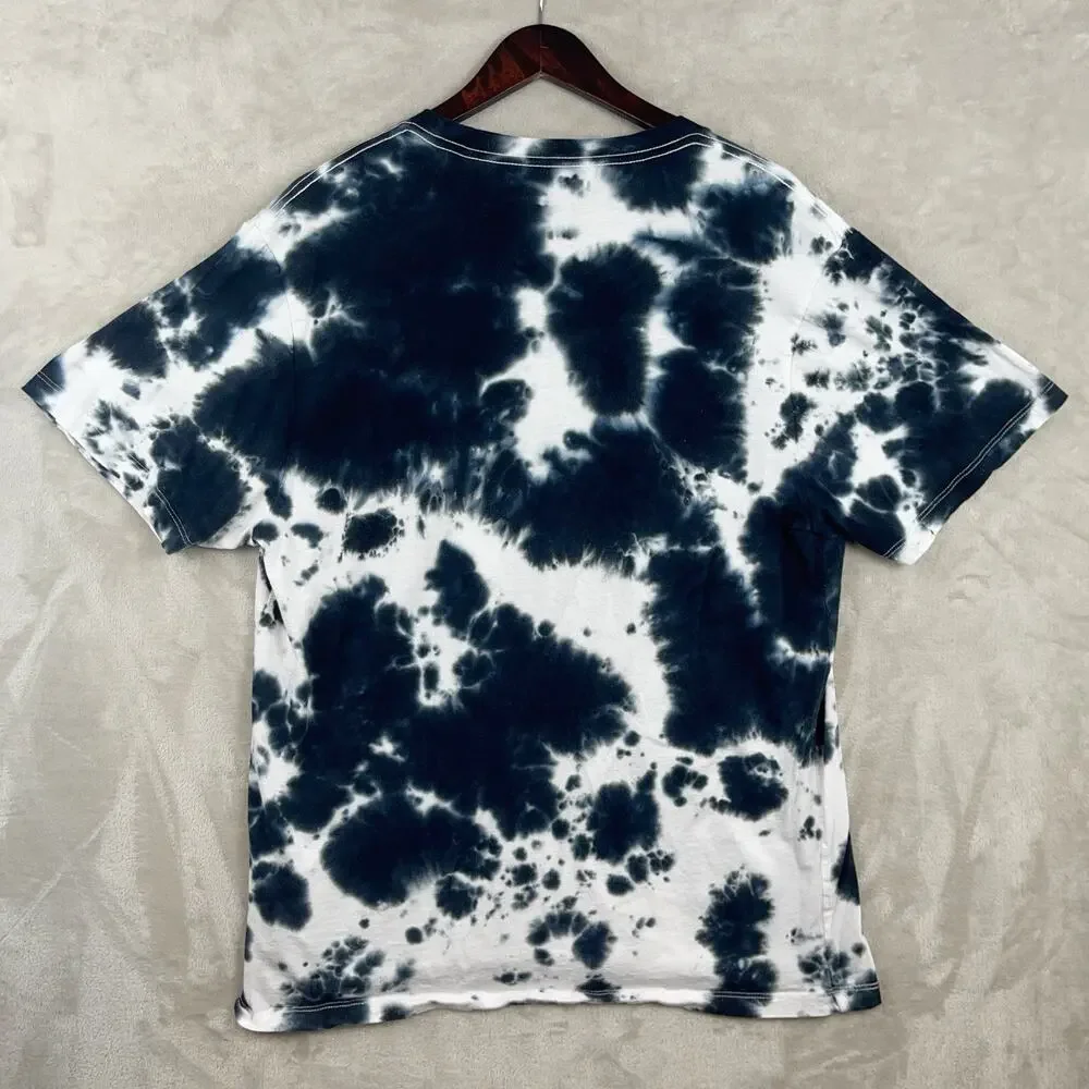 True Religion Tie Dye Black Velour Horseshoe T Shirt Men's 2XL Y2K Streetwear